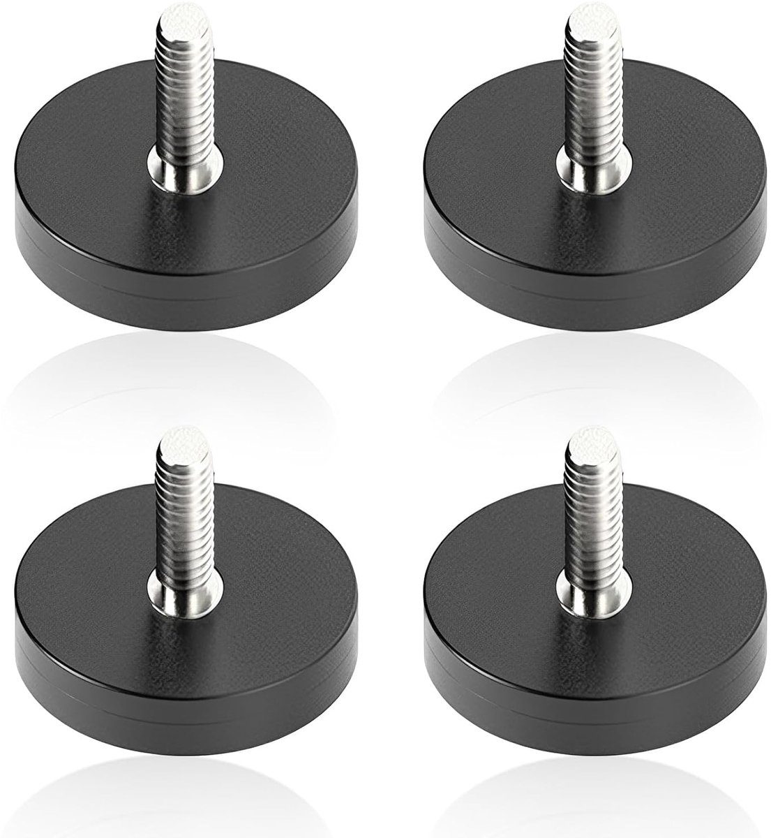 Pack of 4 magnets with thread diameter 28 mm, rubber round magnets with M5 x 15 mm screw, for fixing tools, hanging - ShopVlot