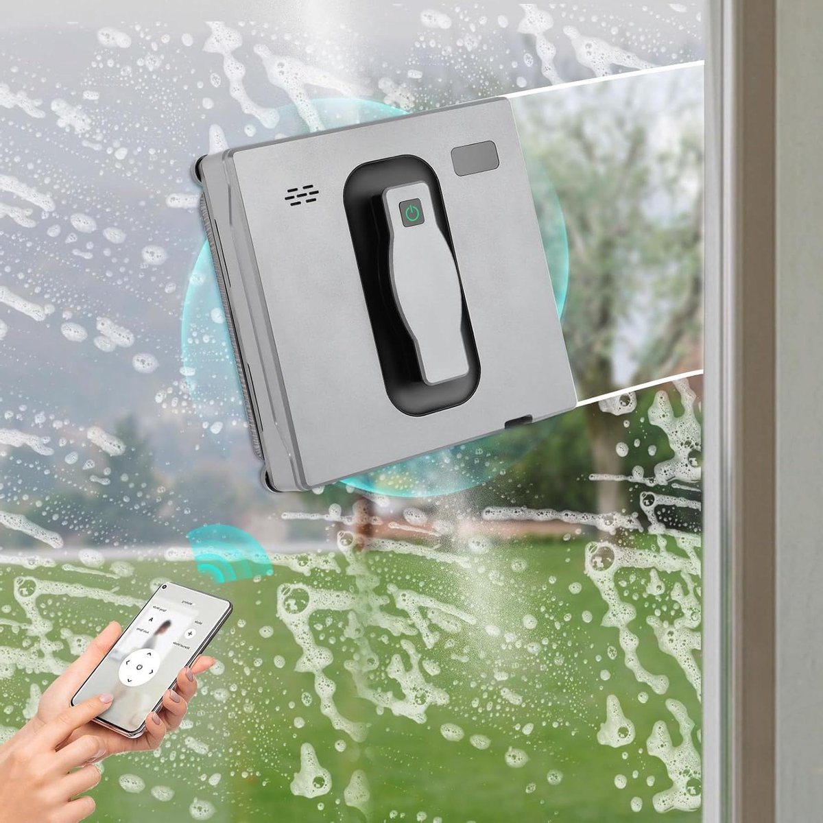 Raamreinigingsrobot - Automatische Glasreiniger - Ramen Schoonmaken - Dubbele Sproei Technologie - 50 ml Watertank - Zilvergrijs