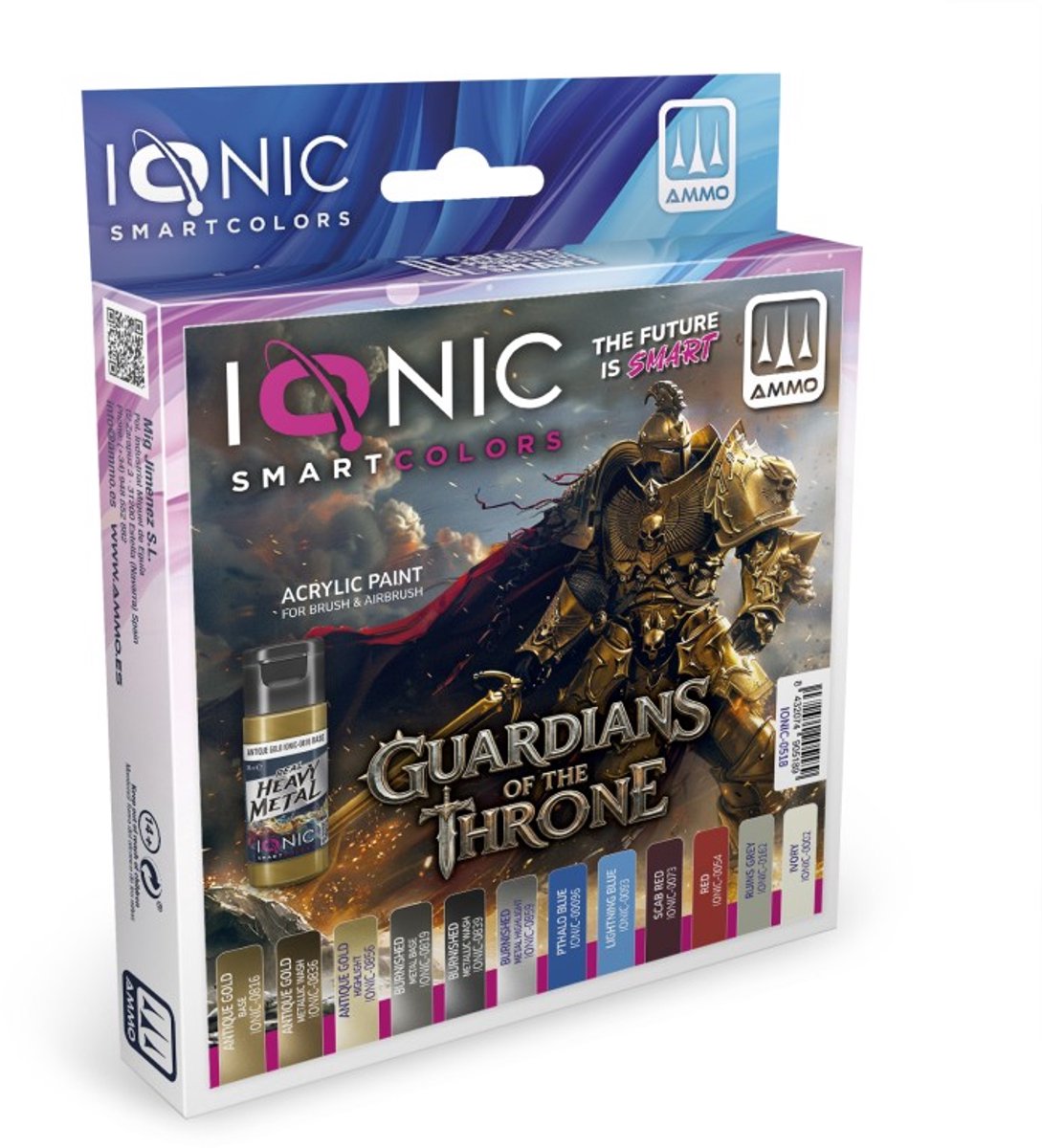 AMMO by Mig Jimenez Hobbyverf Acrylverf - MIG IO0518 Ionic Smart Colors - Guardians of the Throne Kleurenset - Acryl Set 12x20 ml Verf set - 12x 20 ml