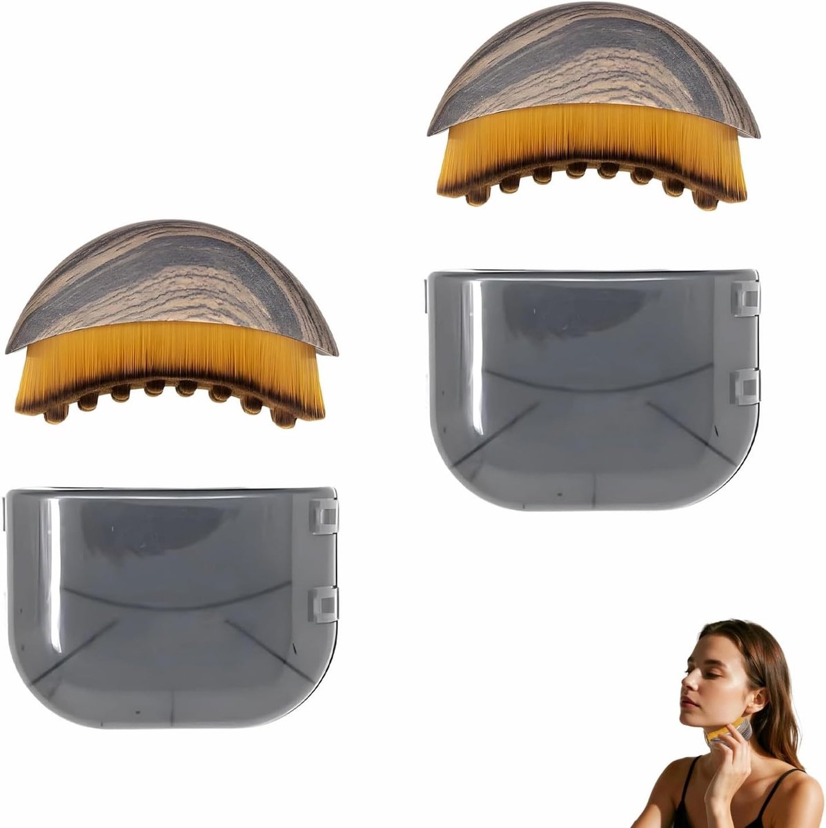 Set van 2 lymphatische gezichtsborstels voor drainage, massage en het vormen van een perfecte kaaklijn