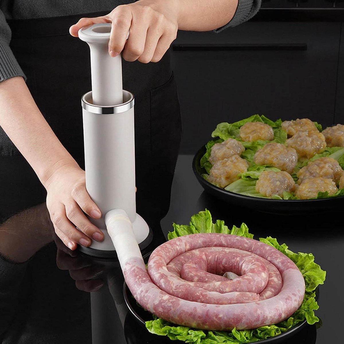 Worstenvuller - Vleesvuller Keuken - Zelf Worsten Maken - Roestvrij Staal - 22.5 cm - Zilver