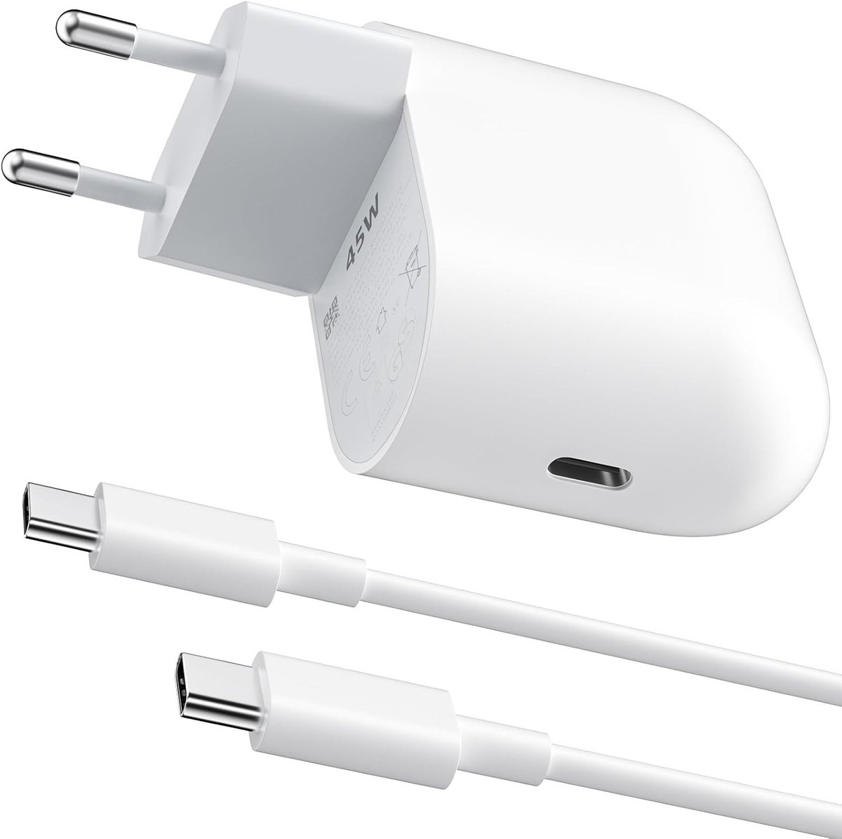 45W USB C Oplader voor Snelladen van Smartphones zoals iPhone, Samsung en Google Pixel met 1m Type C Kabel