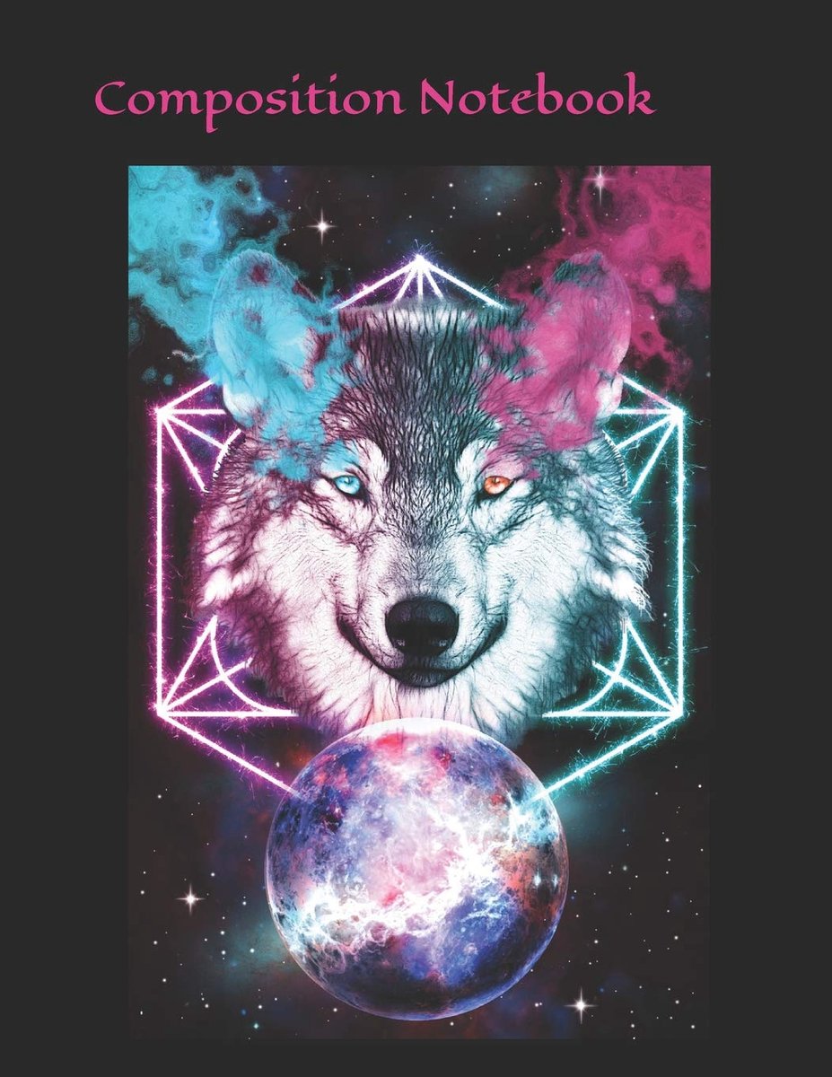 Notebook: Fantasy Wolf themed Composition Notebook