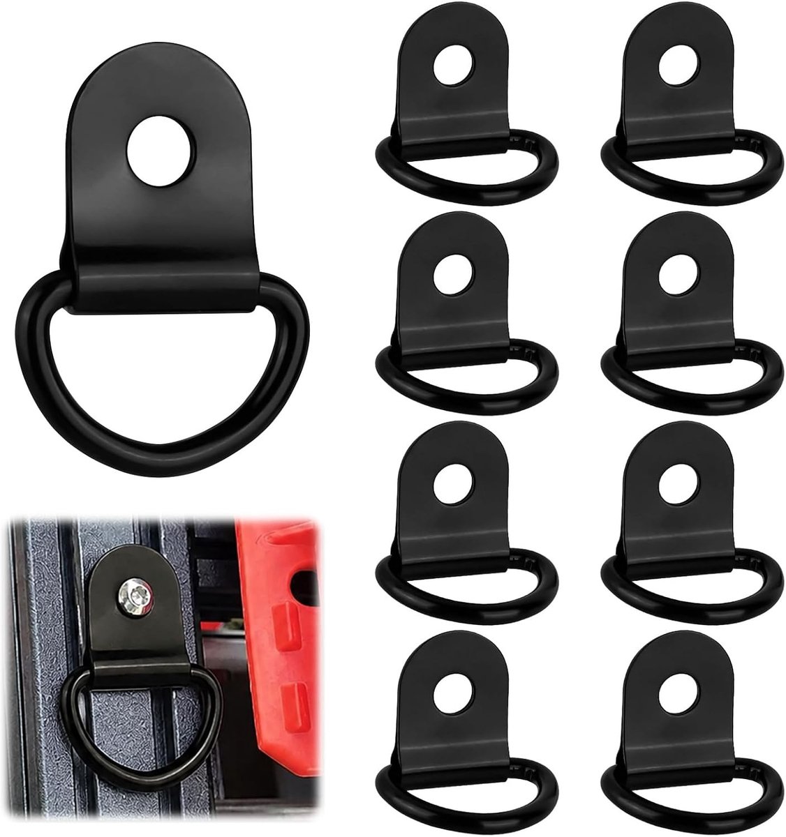 8 stuks sjorringen voor aanhangers, D-ringen en sjorhaken van roestvrij staal, belastbaar tot 200 kg per ring, ideaal voor vrachtwagens en mechanische toepassingen