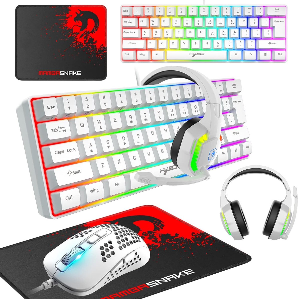gaming toetsenbord en muis set - 60% compact toetsenbord - RGB verlichting - ideaal voor gamers - ShopVlot