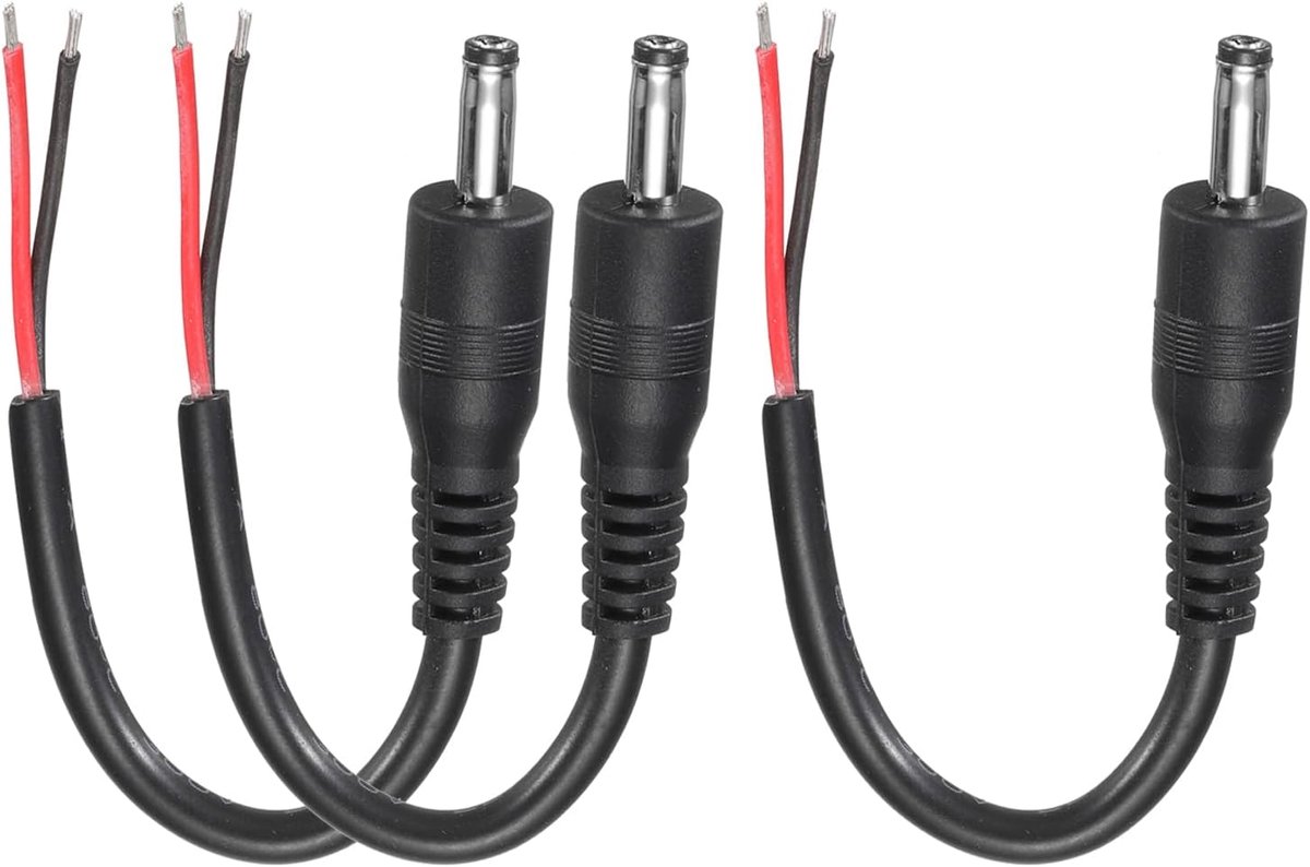3 stuks DC-stroomvarkenskabel, 3,5 mm x 1,35 mm mannelijke barrel-stekkeraansluiting op blank draaduiteinde 10 cm voor pc, laptop, speelgoed, mobiele telefoon, elektronische apparaten