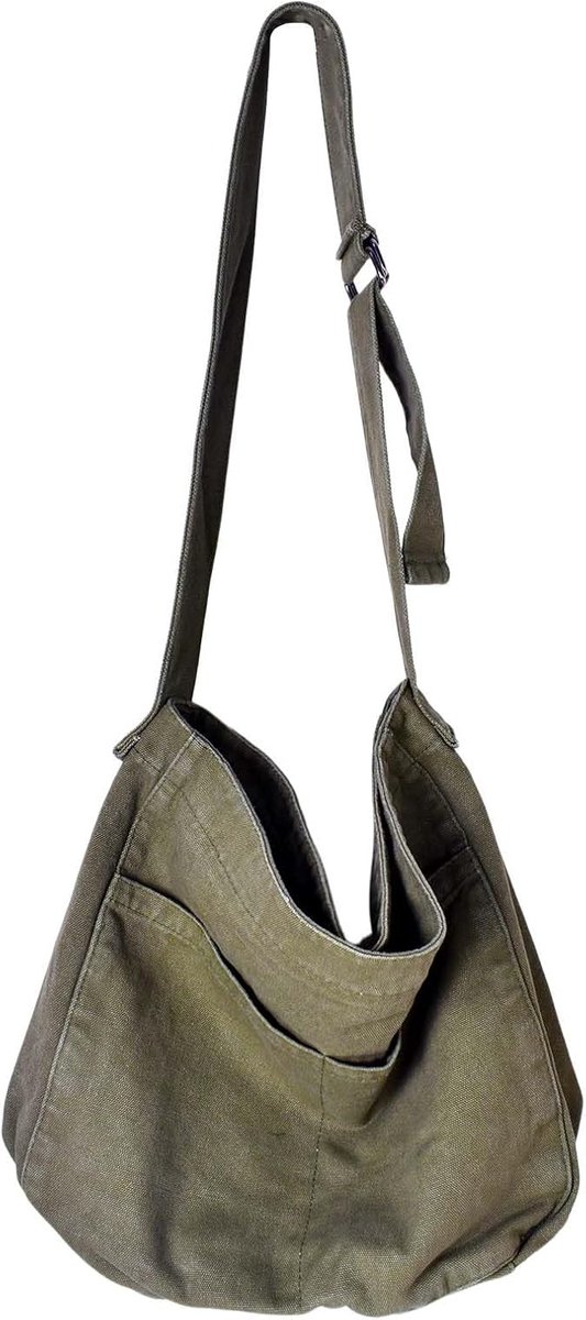 canvas tas, boodschappentas van canvas, boodschappentas met ritssluiting, schoudertas van unisex stof, voor school, werk, winkelen, reizen, dagelijks gebruik
