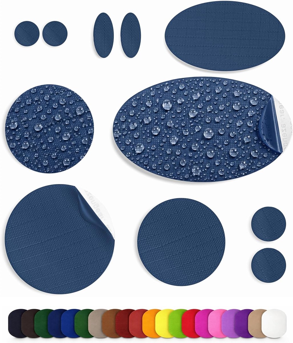 Reparatiepatches | Pre-cut, zelfklevend, zacht, waterdicht, scheurvast nylon stof om gaten in kleding, slaapzakken, skibroek (11 stuks) te bevestigen