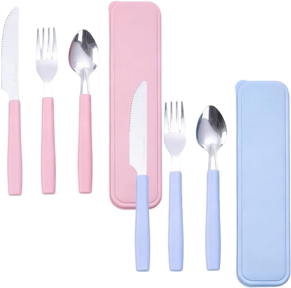 Bestek Mepal Bestek, set van 6 stuks roestvrij stalen reisbestek, reisbestek voor onderweg, herbruikbare sporks met opbergkoffer, om mee te nemen voor reis en camping