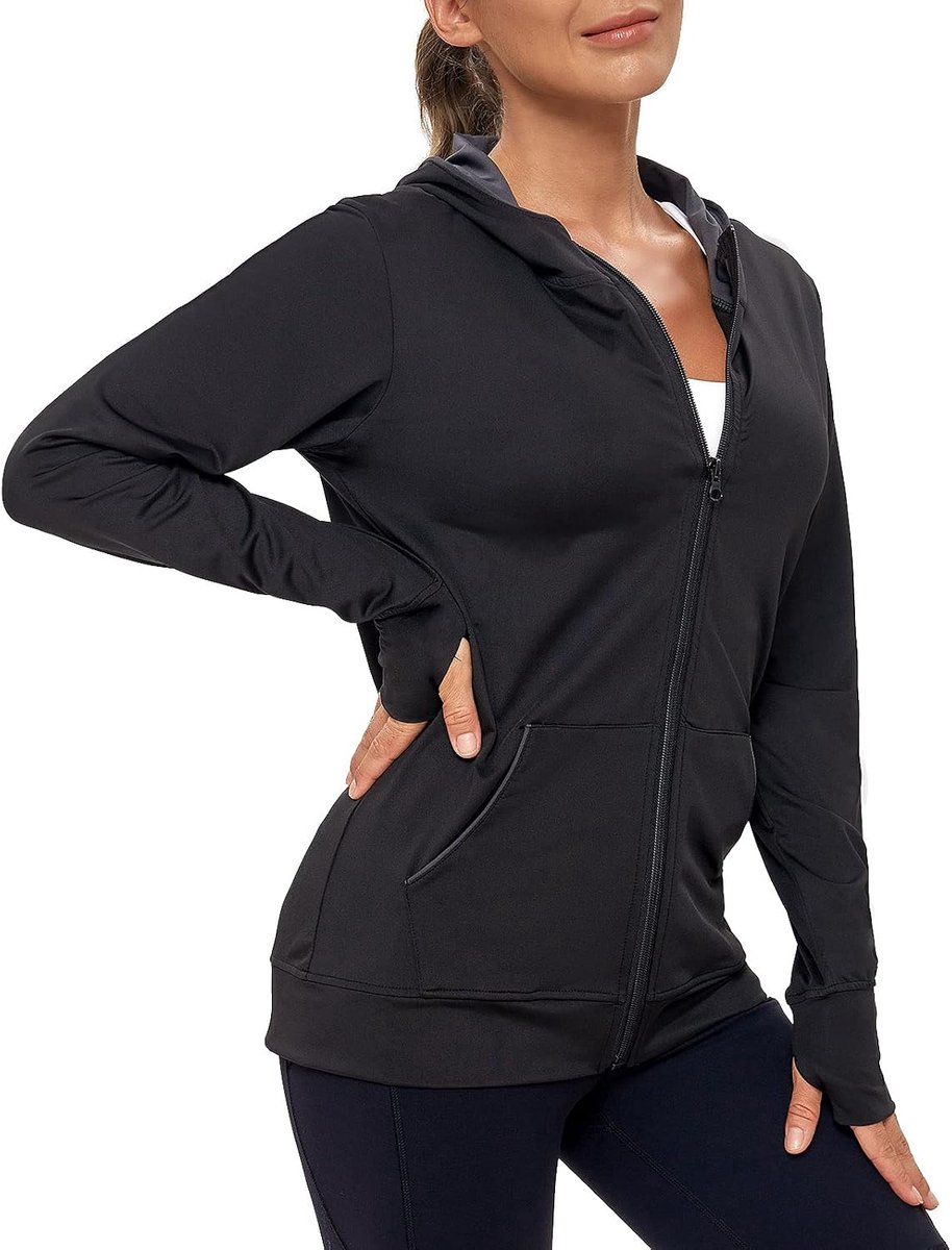 Hardloopjack voor dames, lange mouwen, trainingsjack, sweatjack met zak, voor yoga, fitness, sport