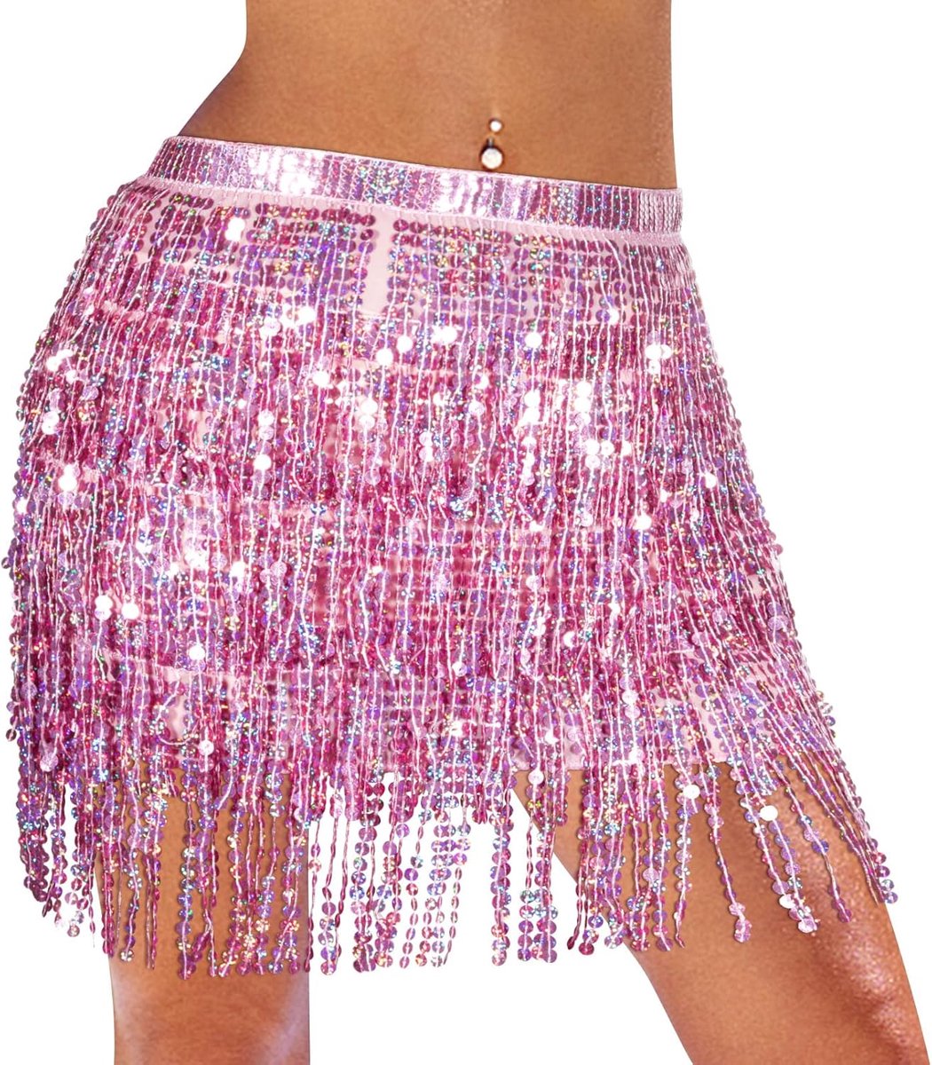 rok voor vrouwen, schattige rok met kwastjes voor buikdansen, glitter-rok voor vrouwen en meisjes, festival dansprestaties