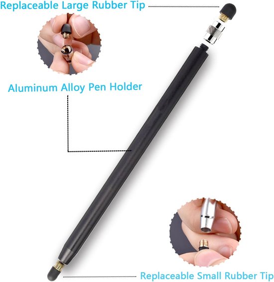 Tabletpen voor alle tablets, 2-in-1 touchscreen-pen, rubberen stylus touchpen voor iPhone iPad Pro Mini, Samsung Galaxy Surface Huawei Lenovo, enz. — afbeelding 4