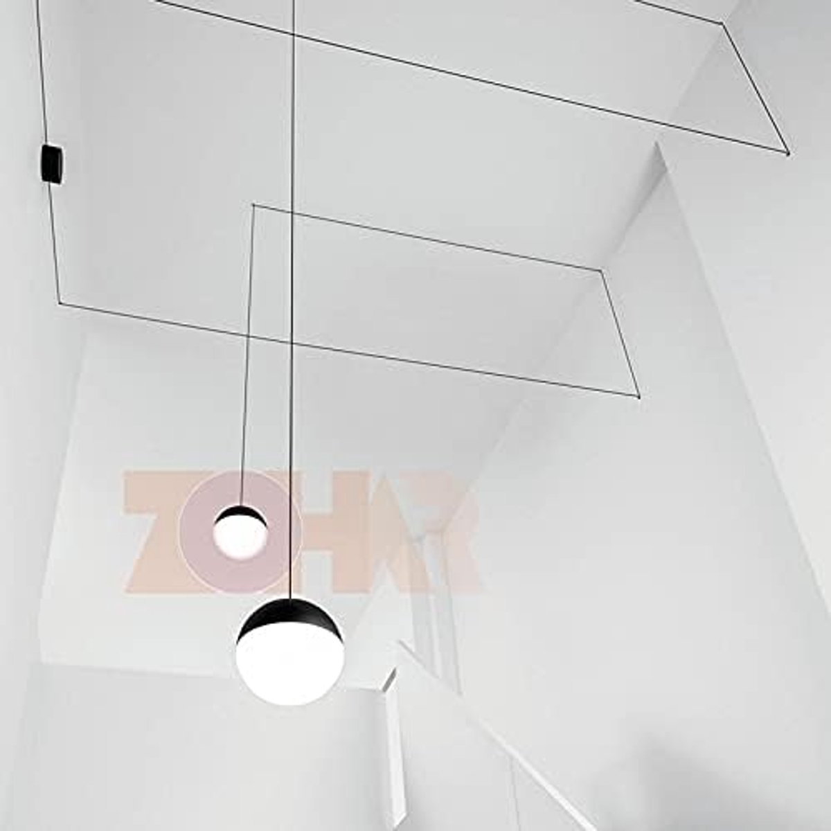 Bevestiging, opbouw-kabelhouders, wand- en plafondpinnen, kabelophanging, kabelbevestiging, aapschommel, kabelhanger met schroeven en pluggen voor textielkabel, lamp
