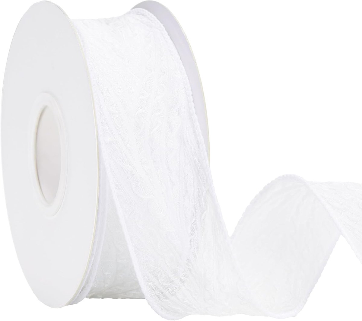 jijAcraft Wit lint met plooien: 4 cm decoratieband voor bruiloft, 9 m organza geschenkband voor doop, transparant lint voor communie, huwelijksuitnodigingskaart, decoratieve bloemenkunst