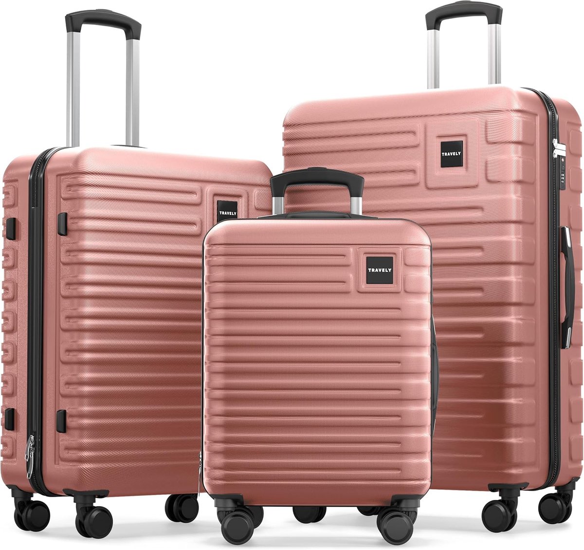 SnelShoppen - Polycarbonaat Kofferset 77 cm + 67 cm + 55 cm - Zeer Robuuste Harde Koffer met Zachte Wielen & TSA Slot, Reis Koffer, Trolley Koffer voo