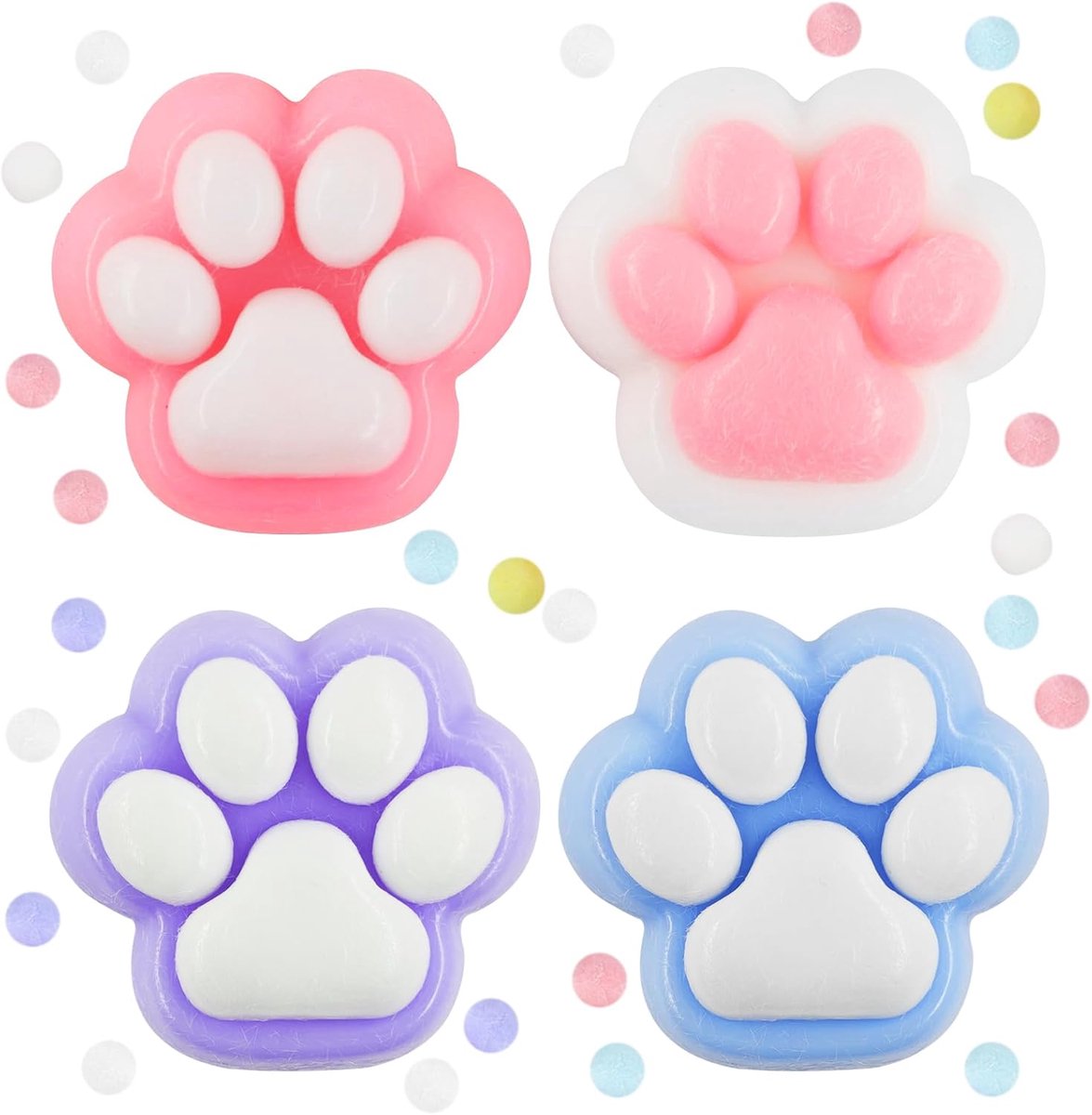 4 stuks squishy pootjes, speelgoed voor het knijpen van kattenpoten | Kawaii Squishy-dieren, anti-stress-speelgoed, anti-stress-speelgoed voor kinderen en volwassenen