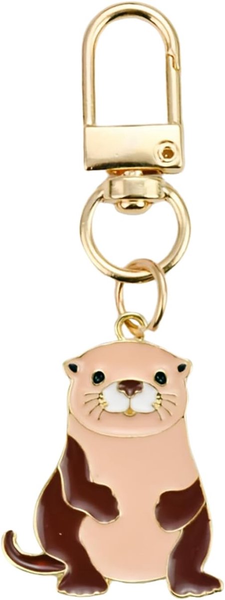 Sleutelhanger, schattige cartoon-zinklegering, schattige sleutelhanger met glad oppervlak, sleutelhanger Otter voor vrouwen, mannen, jongeren, handtas, cadeau, autotas, dagelijks gebruik, 3,3 cm