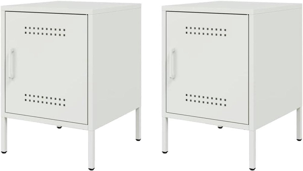 Nachtkastjes Set - Bijzettafel Lade - Slaapkamer Opbergen - Robuust Stalen Frame - 36 x 39 x 505 cm - Wit