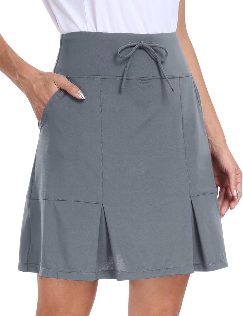 Tennisrok voor dames, golfrok met binnenbroek, knielang, hoge taille, voor tennis, golf, zomersport
