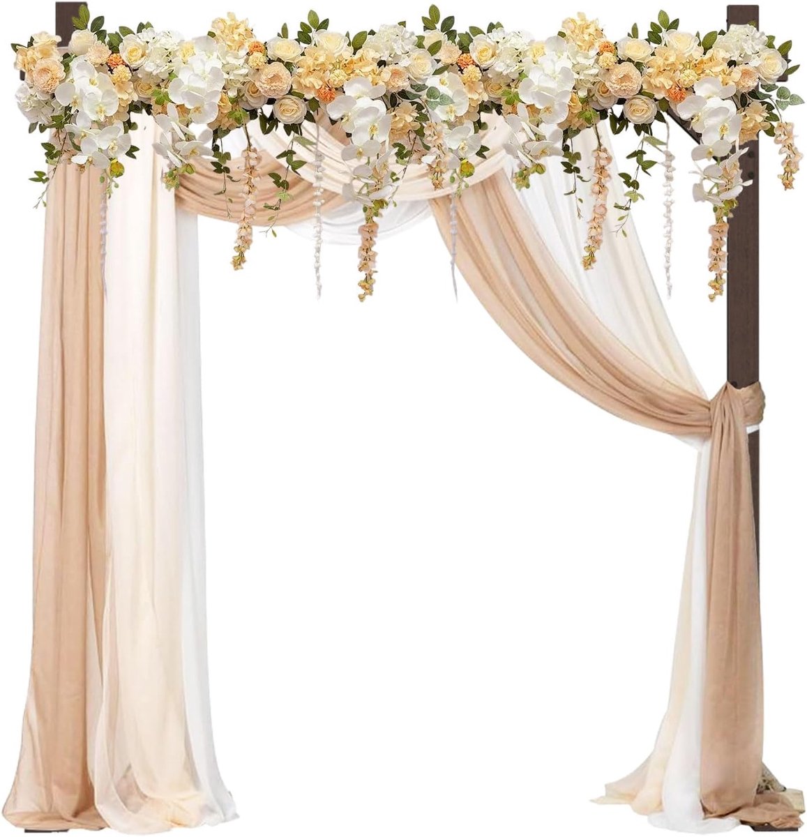 Houten bruiloftsboog, 2,28 m, vierkant bruiloftsboogframe, grote trouwboog, voor klassieke rustieke bruiloftsdecoratie, rozenbogen, tuinbogen en tuindecoratie