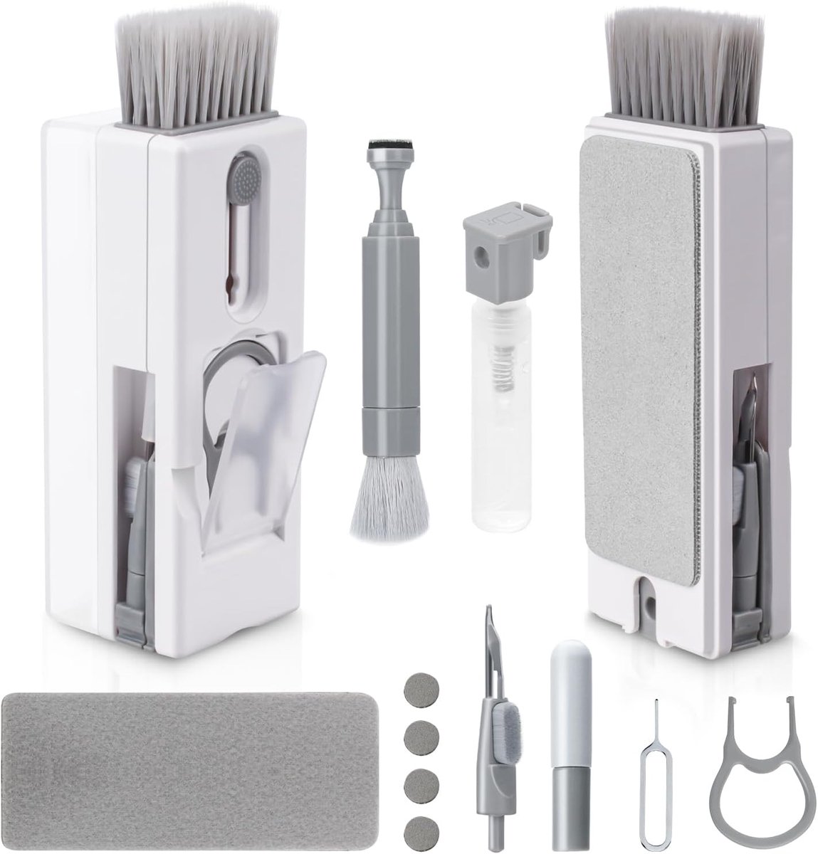 11 in 1 Laptop Reinigingsset, Multifunctionele Toetsenbord Reinigingsset met Toetsenkap Verwijderaar, voor Tablet, Oortelefoons, Computer, Grijs