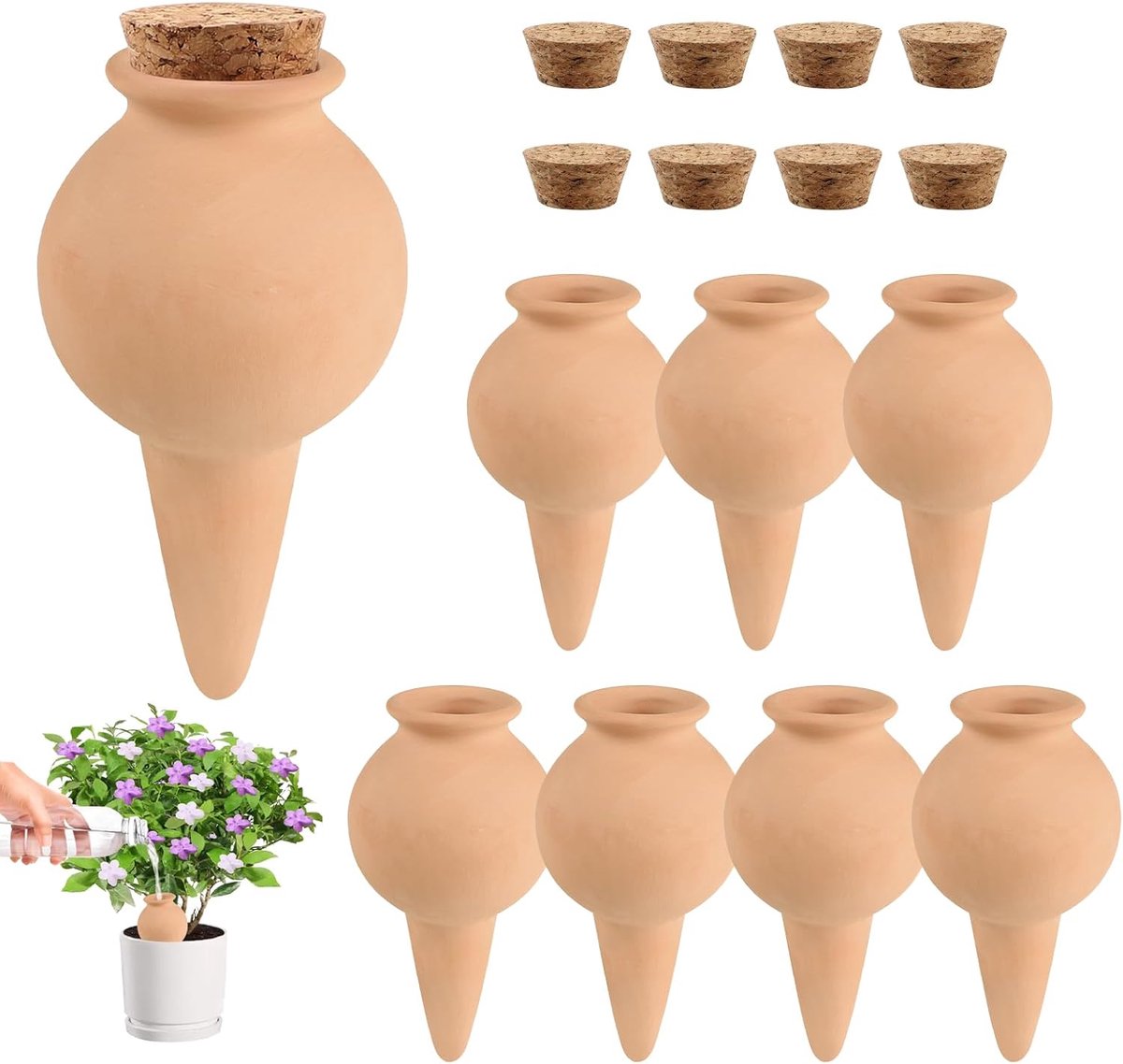 8 stuks kleikegels, irrigatie, 100 ml, bewateringsballen, klei, plantenirrigatie, gietkegel voor zelfbewatering, waterdispenser, planten, vakantie, irrigatiesysteem voor balkon, potplanten