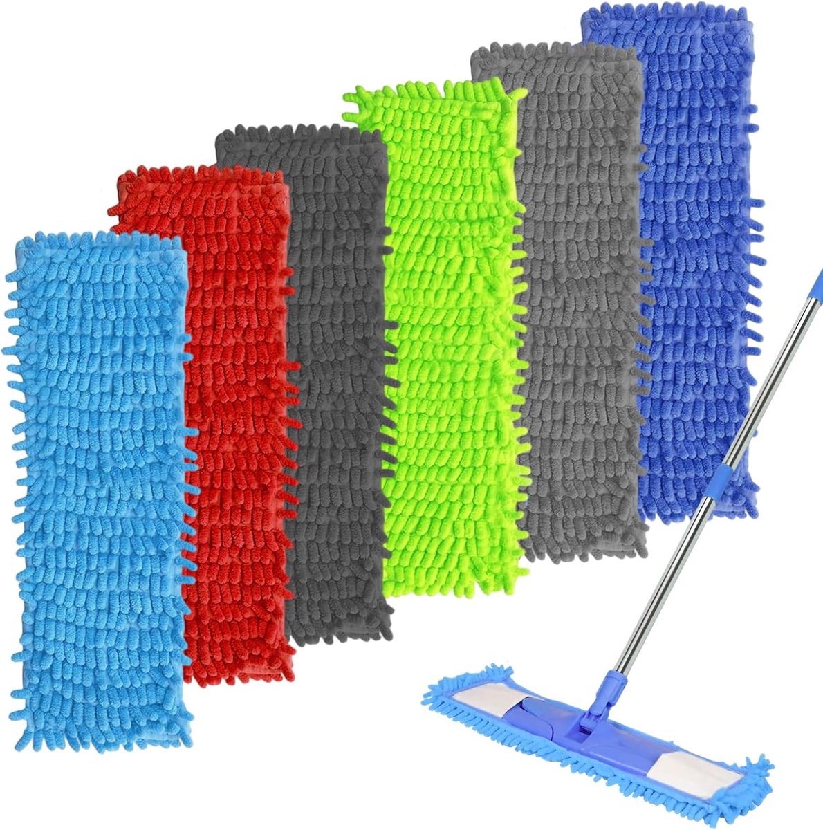 6 vervangende hoezen voor vloerwisser, dweilhoezen van microvezel chenille voor grondige reiniging, dweilovertrek voor vloerreiniging, vervangende wisserhoezen voor Leifheit Profi XL Micro Duo/Cotton