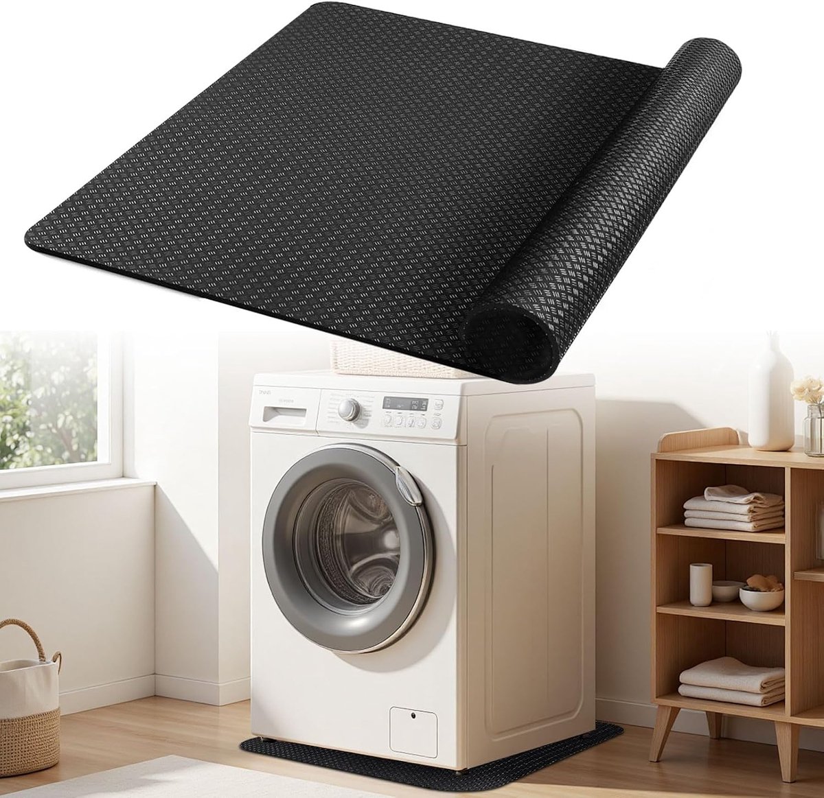 Wasmachine-onderlegger, aan beide zijden anti-trillingsmat, 60 x 60 cm, siliconen mat, antislip, koelkastmat, vloerbeschermingsmat voor droger, wasmachine, wijnkast