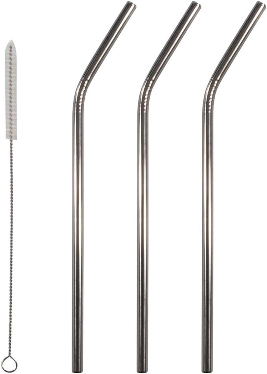 Rietjes roestvrij staal 21cm - zilver - 0.5cm diameter - vaatwasmachinebestendig - SnelShoppen