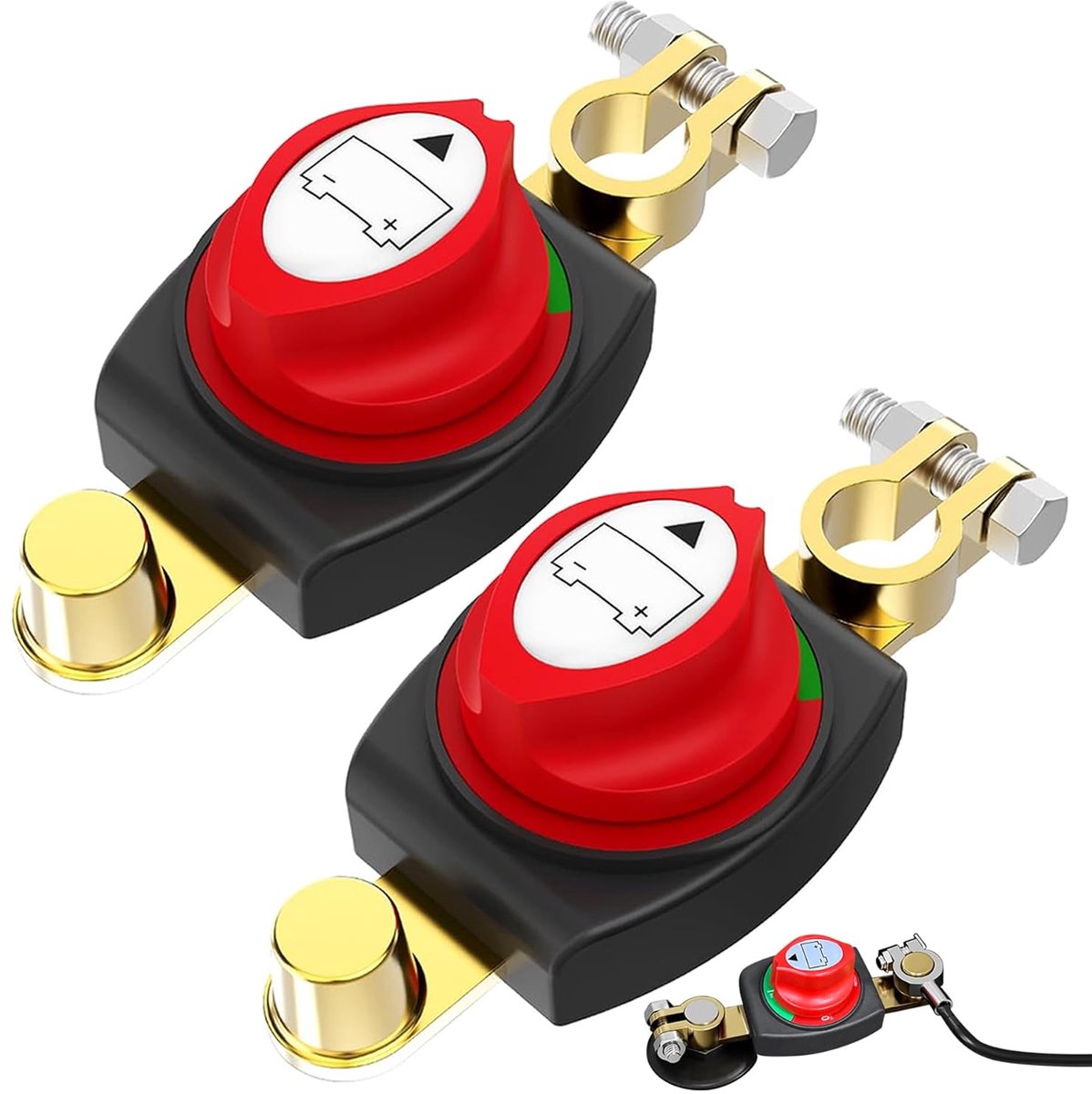 2 stuks batterijscheidingsschakelaar, batterijscheidingsschakelaar, batterijschakelaar voor auto, gesneden batterijschakelaar, waterdichte hoofdschakelaar voor auto, motorfiets