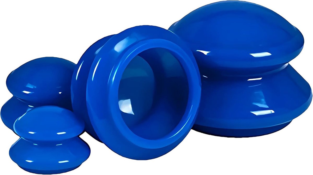 Cellulite Cup, set van 4 stuks siliconen schröpfglazen voor spierpijn, schoonheidstherapie/massage (Blauw)