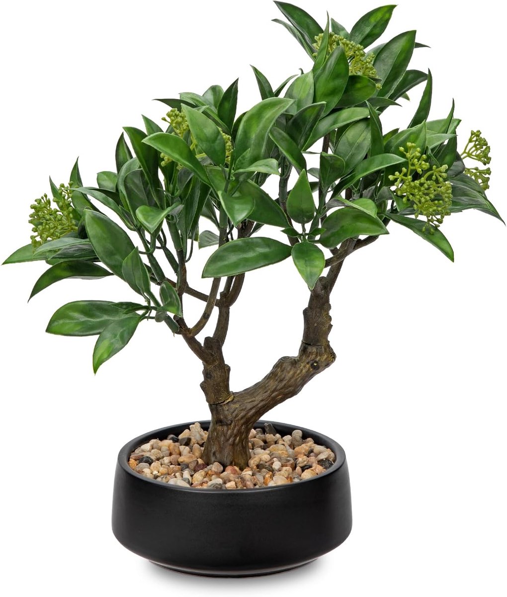 Kunstplant Bonsai boom in keramische pot kunstmatige bonsaiboom echte decoratie kunstmatige kamerplanten in potten voor woonkamer slaapkamer badkamer vensterbank decoratie