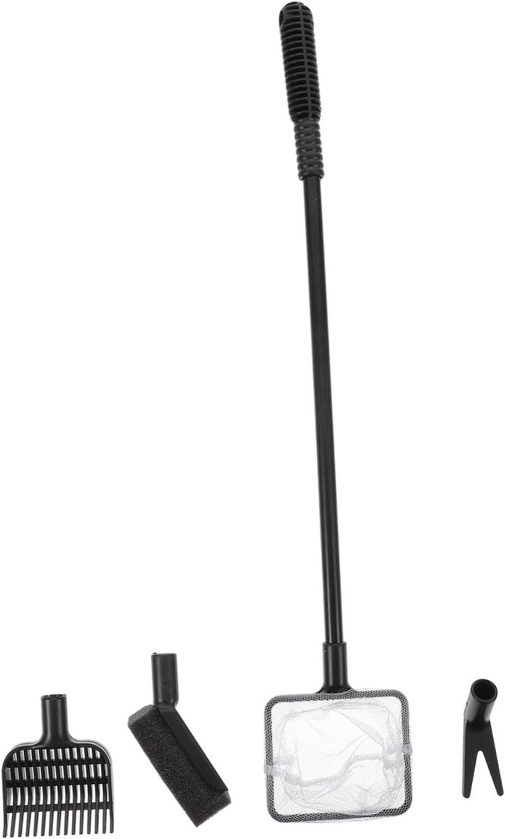 Aquarium Reinigingsset - Vis Tank Gereedschap - Aquarium Onderhoud - Vier Delige Set - 38 cm Lengte - Zwart