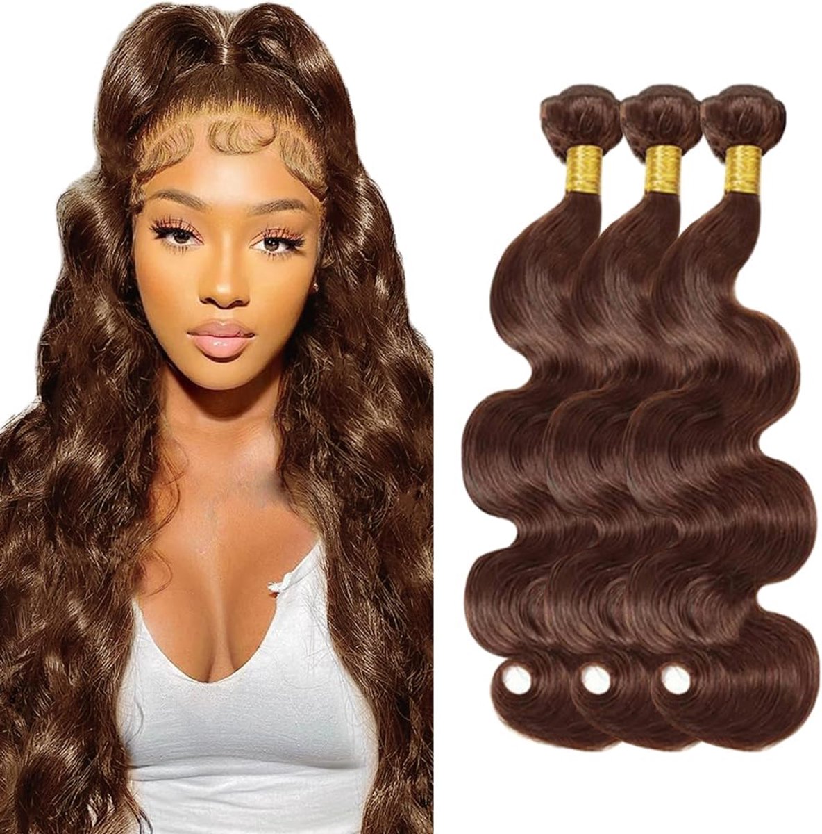32 32 32 Inch Menselijk haar verlenging Body Wave Human Hair Bundles #4 Chocolate Brown Color Unprocessed Brazilian Remy Virgin Human Hair Extensions 3 Bundle Total 300g