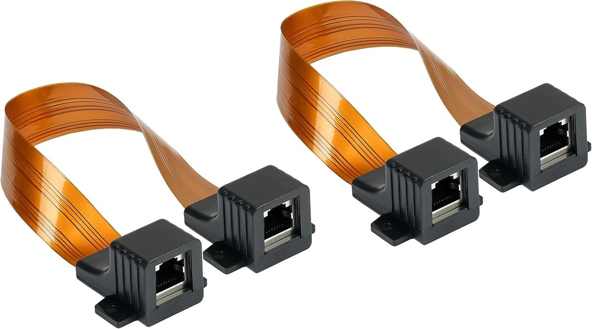 Connections RJ45 Ethernet LAN deur-/raamdoorvoer - 2-delige spaarset, extreem plat - aan beide zijden RJ45-bus - totale lengte incl. stekker 25 cm, flexibele lengte 18 cm