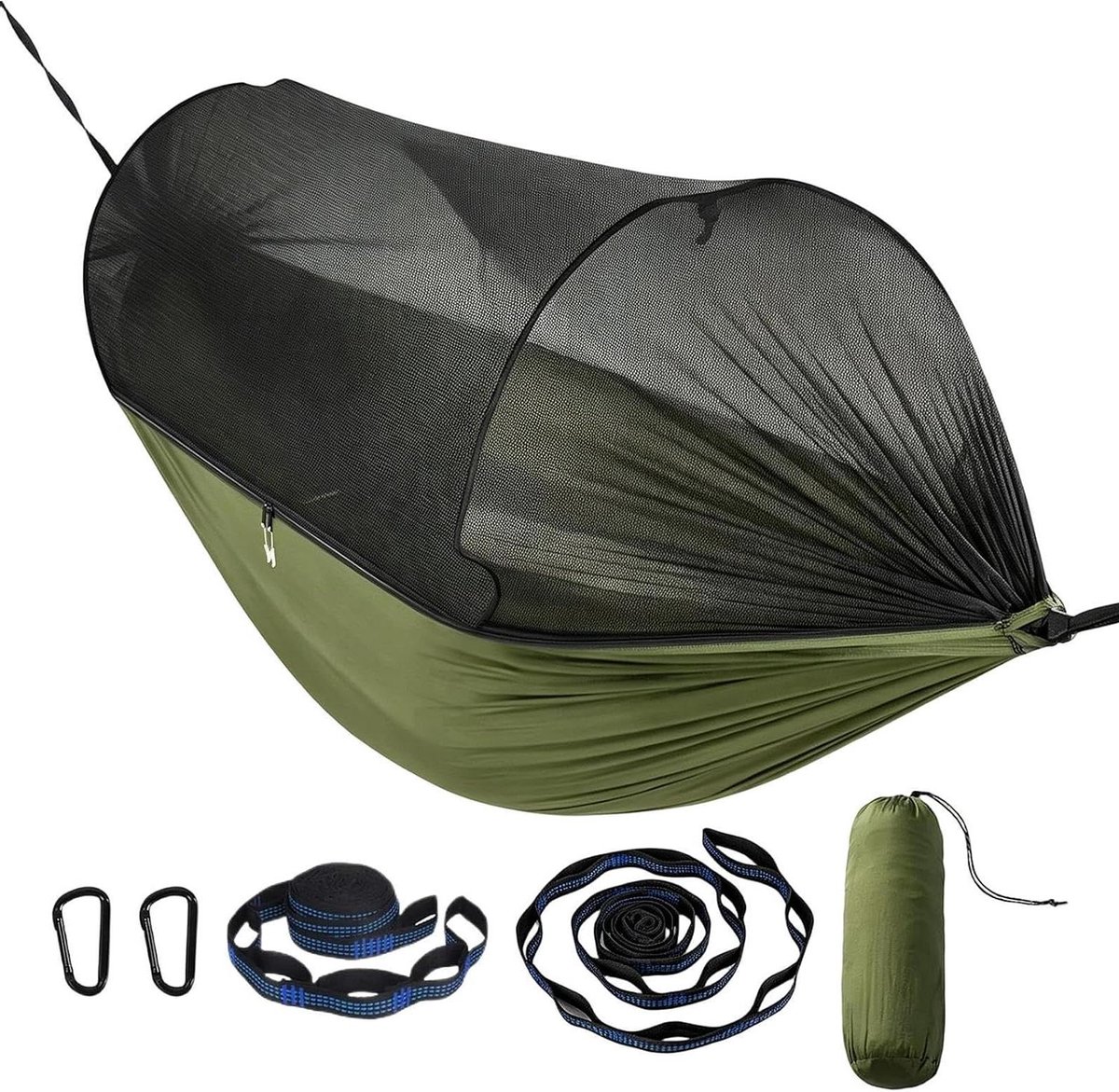 Kampeer Hangmat - Tweepersoons Hangmat Tent Hangmat - Buiten Ontspannen - Met Vliegengaas - 270 x 140 cm - Groen