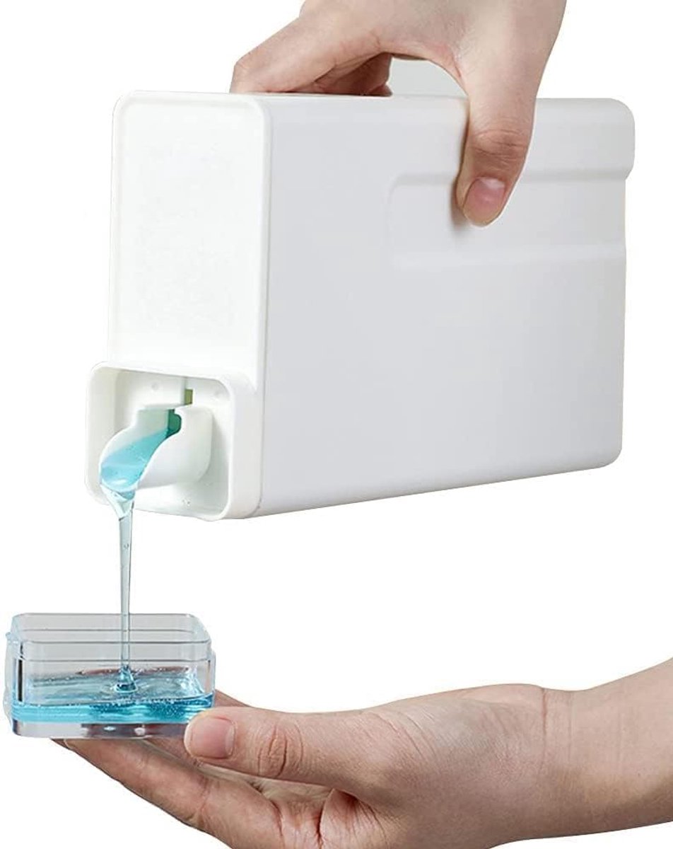 herbruikbare lege flessen, 1000 ml, wasmiddelhouder voor vloeibaar wasmiddel en wasverzachter, wasruimte-organizer (wit)