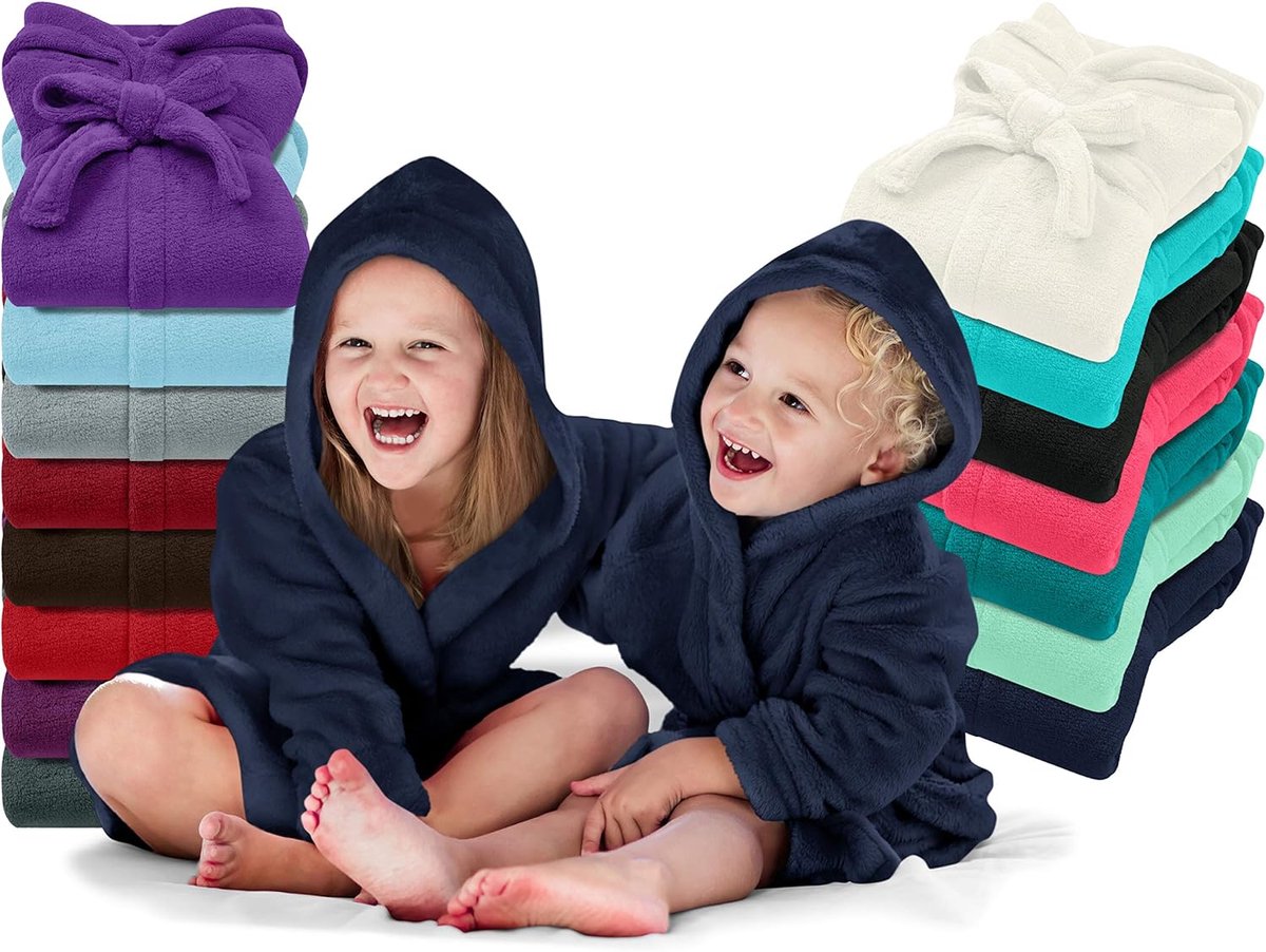 s Check kinderbadjas - knuffelfleece voor jongens en meisjes 1522.2202