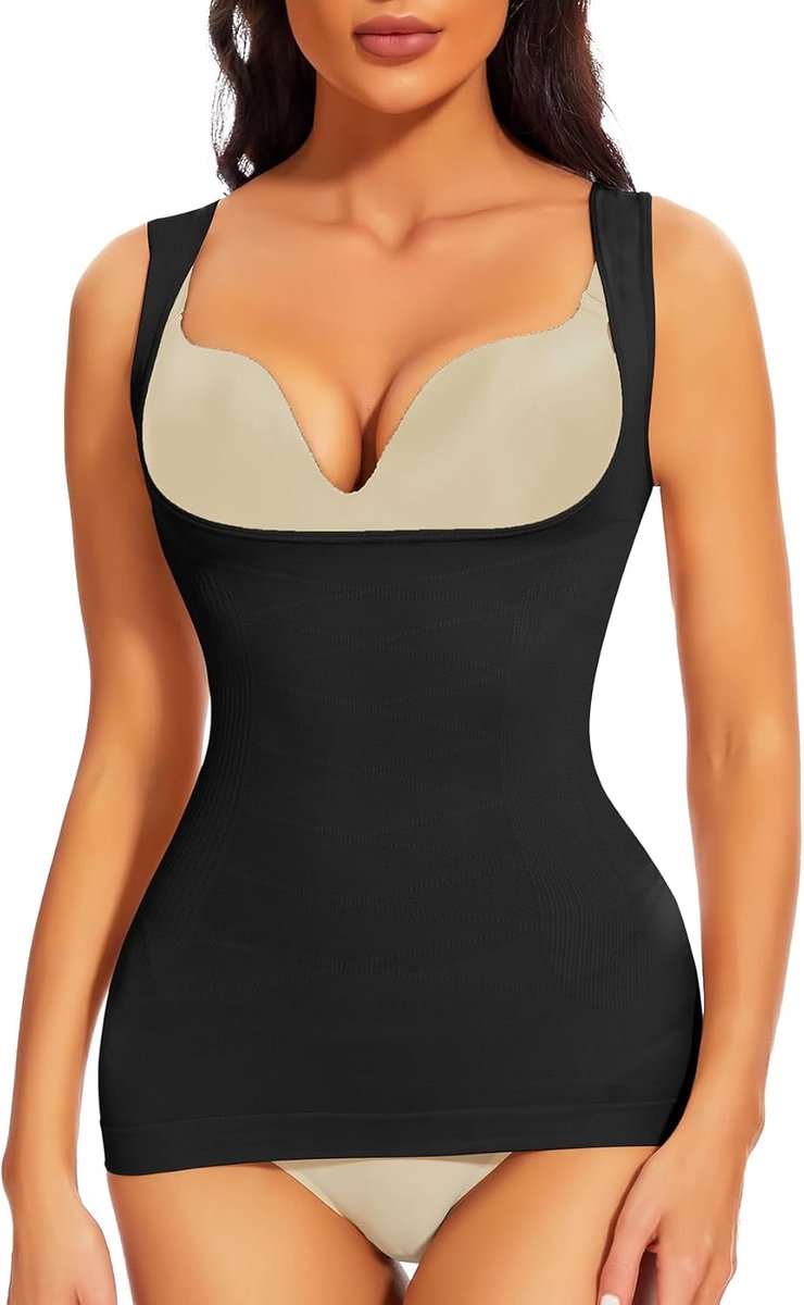 Shapewear Dames onderhemd top onderborst body shaper tank tops naadloos buikweg onderhemden met brede bandjes shaping top camisole shirt