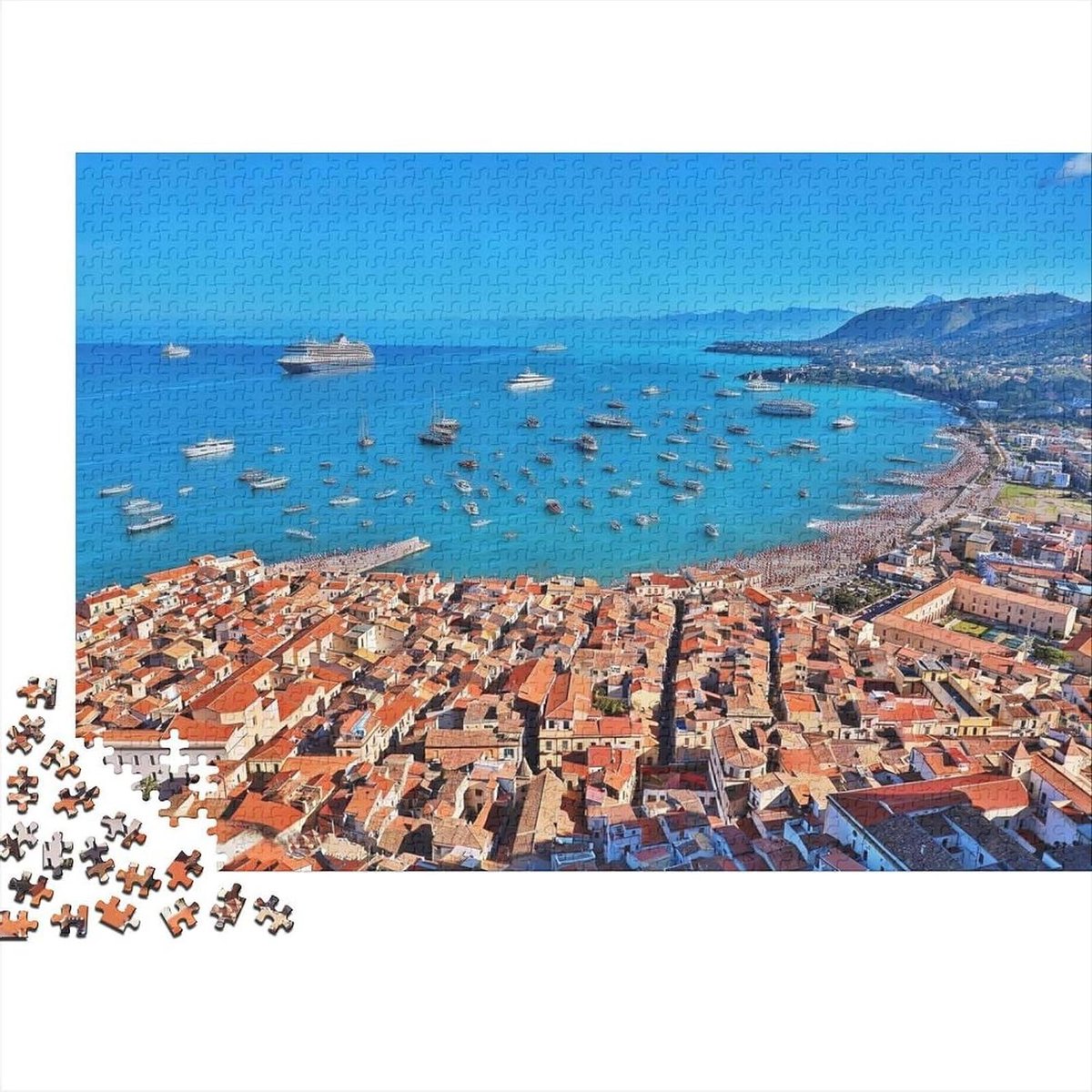Puzzel 1000 Stukjes - Legpuzzel Volwassenen - Ontspanning Thuis - Gerecycled Materiaal - 38 x 26 cm - Mediterrane Kustlijn