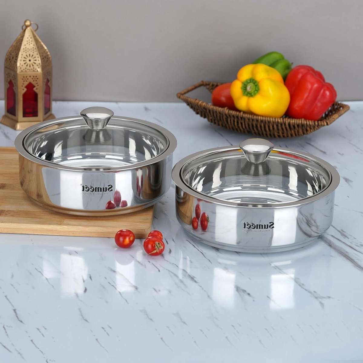 Roti Pot - Chapati Server - Brood Warm Houden - Dubbelwandig Geïsoleerd - 1000 ml - Zilver