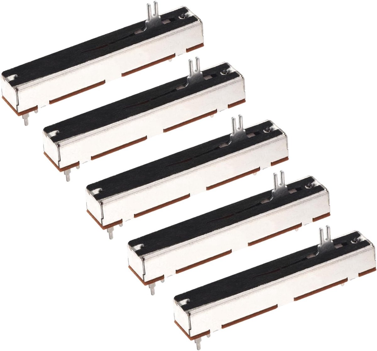 2 stuks rechte dubbele lineaire schuifregelaar, potentiometer, 6-pins B100K x 2 60 mm (L) 45 mm slag, 4 x 10 mm greep, fader, variabele weerstanden, mixer, elektronische potentiometer voor