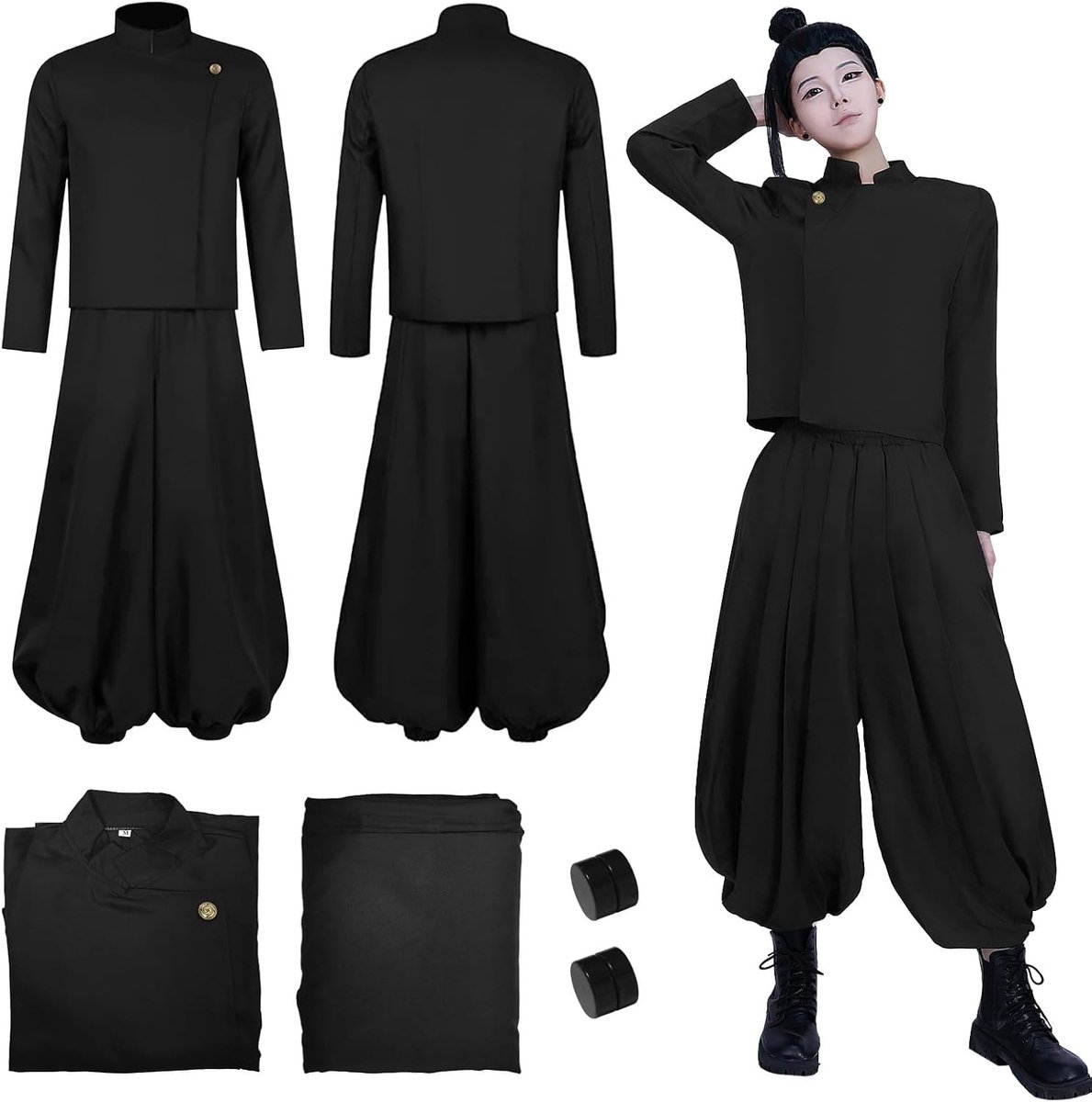 Geto Suguru Cosplay kostuum, anime cosplay kostuum, volwassenen anime uniform outfits voor carnaval, Halloween, rollenspel, podiumoptredens, zwart, 2XL