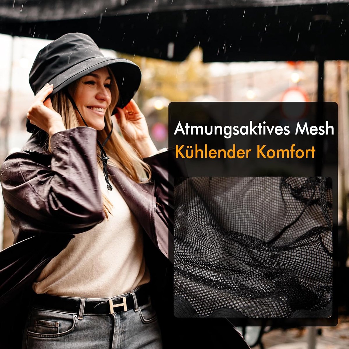 Opvouwbare regenhoed voor dames, zonnehoed, waterdichte, kinband