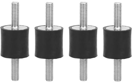 4 stuks M6 trillingsdempende rubberen isolatorbevestigingen met 2 schroefdraadbouten Schokdemper Dubbele uiteinden Schroefdemping Dempingbevestigingen Silent Block Demper Auto Boat Coil (VV20 * 20 M6 * 18)