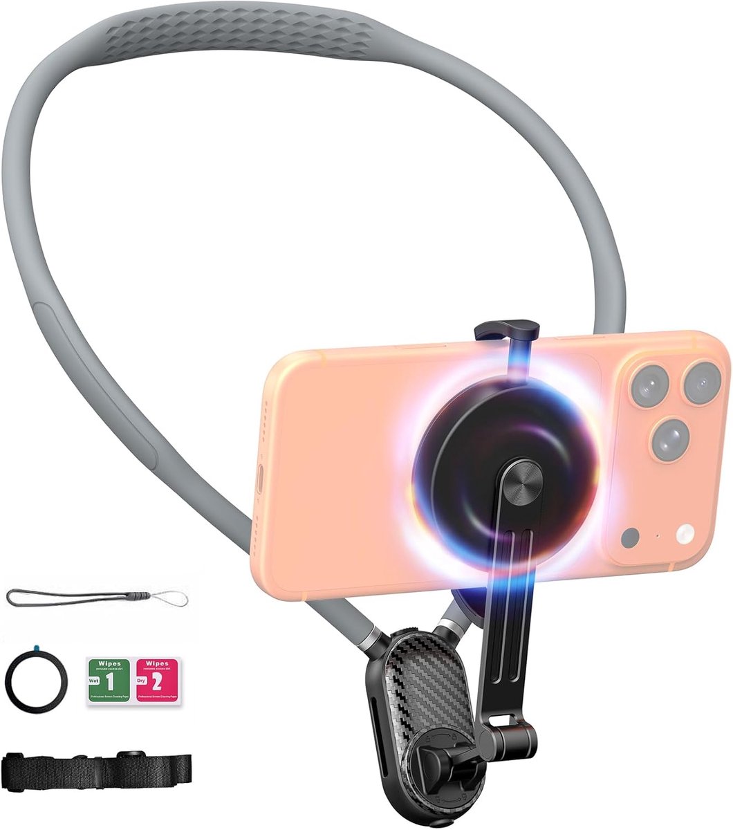 nekhouder voor telefoon, handsfree statief op de borst, magnetische nekhouder voor telefoon, 360 magnetische telefoonhouder, telefoonhouder voor video-opname vlog