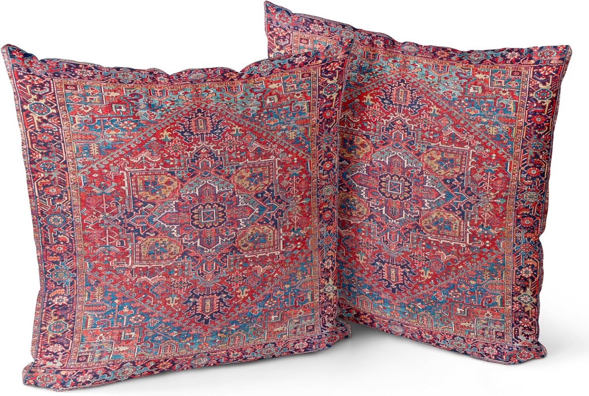 Sierkussenslopen set van 2 - koraal, antiek en vintage design - dubbelzijdig patroon - perfect voor decoratie - SnelShoppen