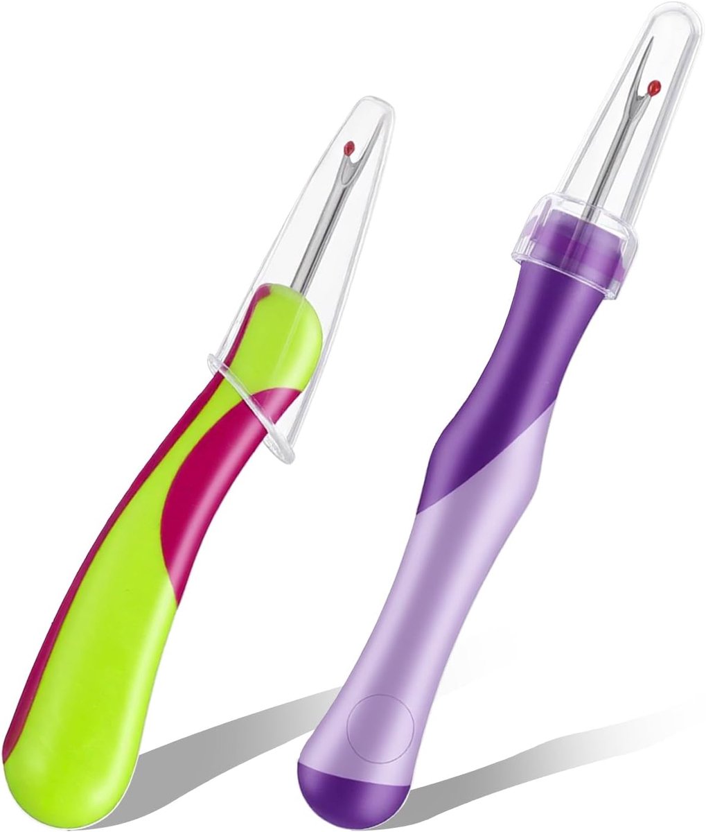 2 stuks naaitscheider, naadscheider, seam ripper, scheider voor naden, naai-accessoires, naaitereedschap, steekverwijderaar voor handnaaien, breien, kruissteek (paars + groen)