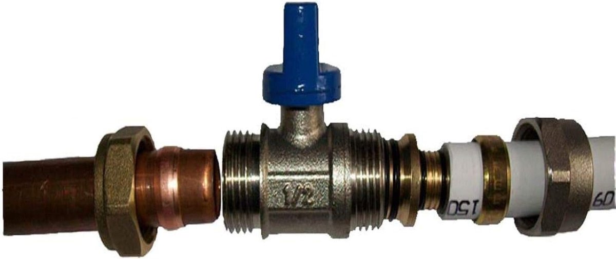 Reducer 15mm/16mm PEX-AL-PEX Kogelkraan Messing Drukfittings Blauw Wärmer System PSW Trade SUPPLIERS LTD
