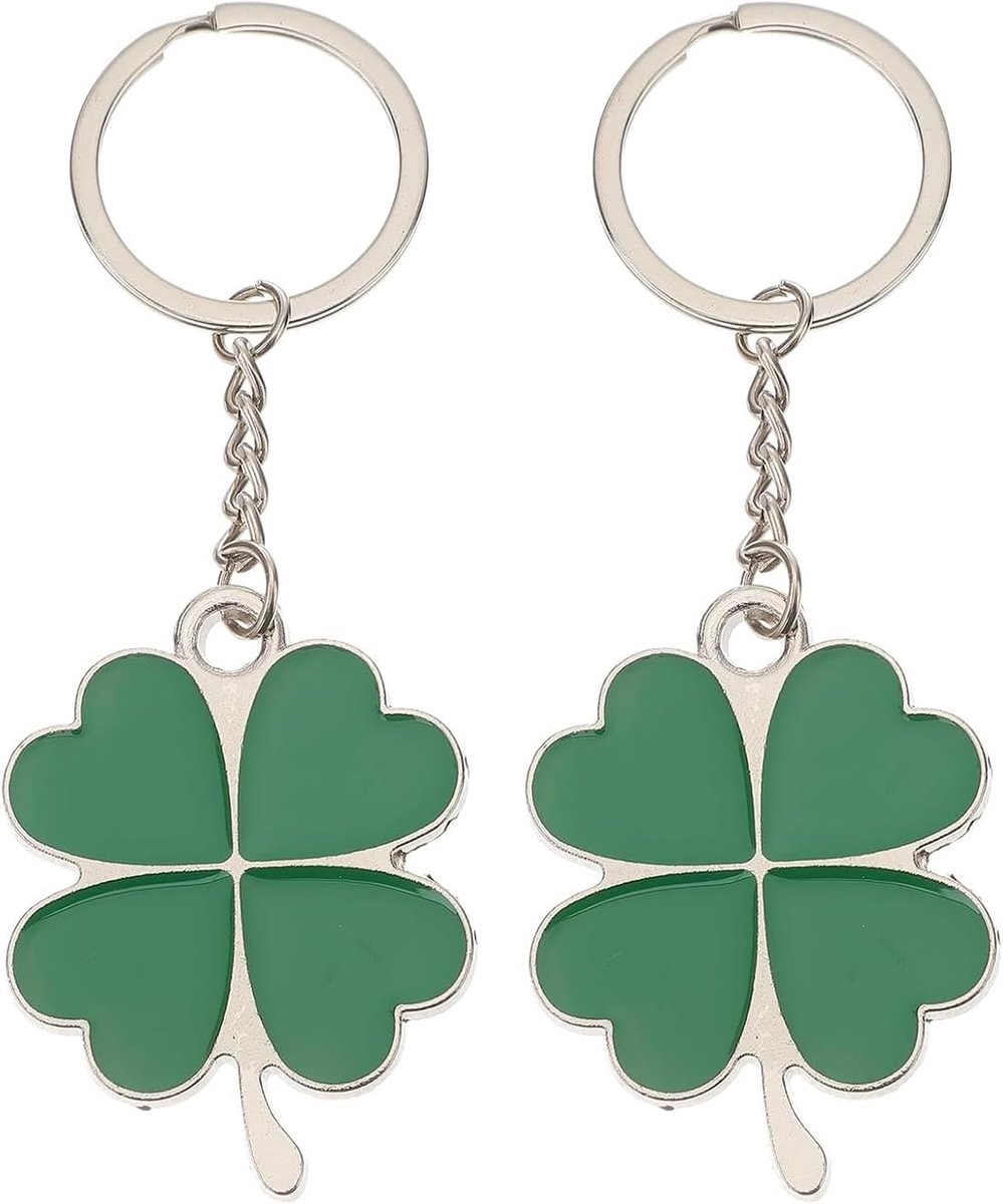 sleutelhanger, 2 stuks klaverblaadje sleutelhangers in groen hout als geluksbrenger Vierblaadje ontwerp voor natuurlijk geluk voor cadeau van aanmoediging of doorzettingsvermogen voor vrouwen